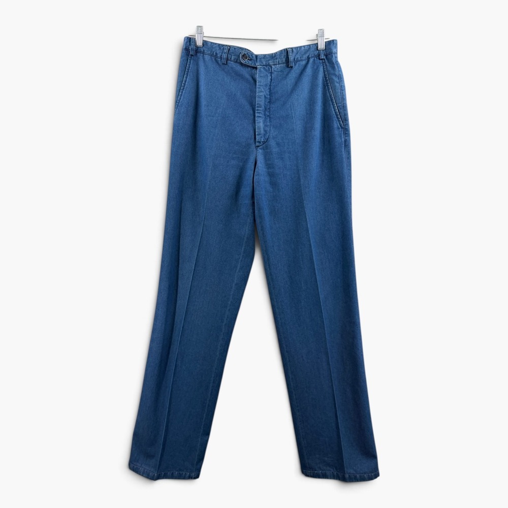 Zanella Nordstrom Benny Pants Mens 32 Denim Look Trousers Old Money Vintage